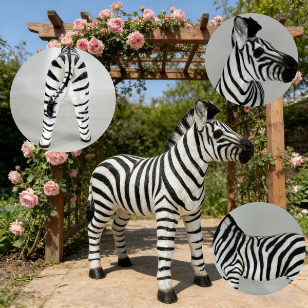 English Elm 18.31" Hand-painted Resin Zebra Statue Lifelike Wildlife Accent for Garden or Patio W5709P462749