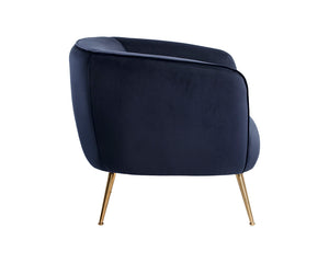 Sunpan Amara Lounge Chair – Bold Curved Frame with Gold Stainless Steel Legs for Modern Home Elegance Abbington Navy