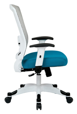 OSP Home Furnishings White Frame Ergonomic Mesh Manager Chair with Lumbar Support for Executive Office Use 317W-W1C1F2W-7