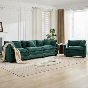 English Elm Cloud 3-Seat Modern Sectional Sofa In Soft Green Chenille - Comfy, Modular & Ergonomic Design For All Spaces W1143S00016