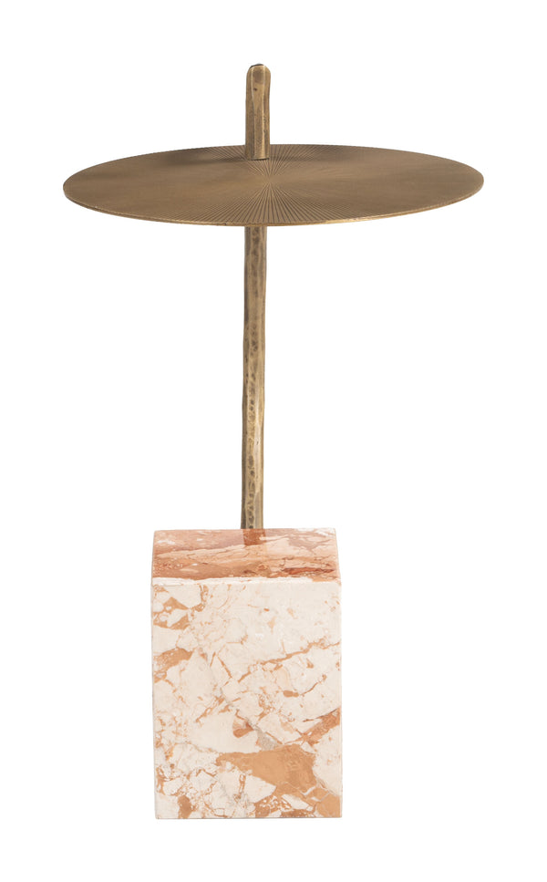 Zuo Modern Voler Side Table In Brass With Polished Marble Top – Modern Elegance For Any Living Space Brass Iron,Natural Marble 110598-zuo-modern