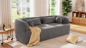 English Elm [new]86" Chenille Cloud Sofa Curved Legless 3-seater with Pocket Springs for Living Room Gray N723P404465E