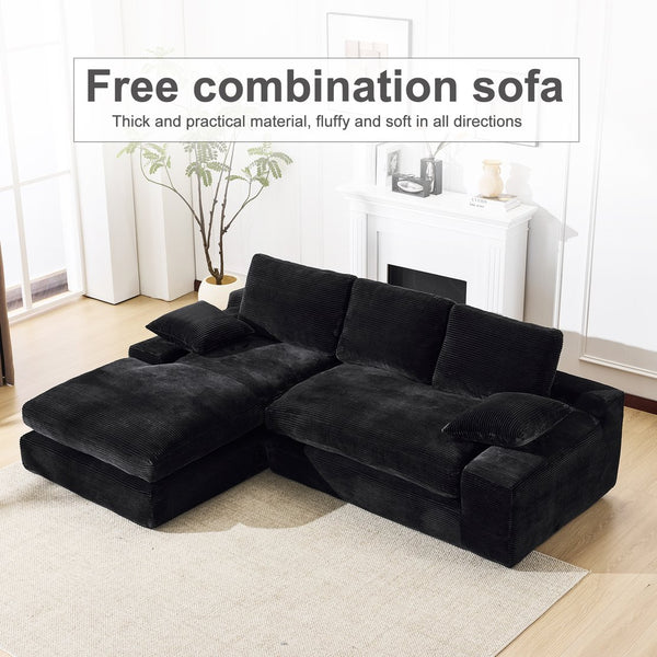 English Elm 99*69" Modular Sectional Sofa Set - Modern Minimalist L-Shape Couch With Soft Upholstery & No Assembly W1829S00061
