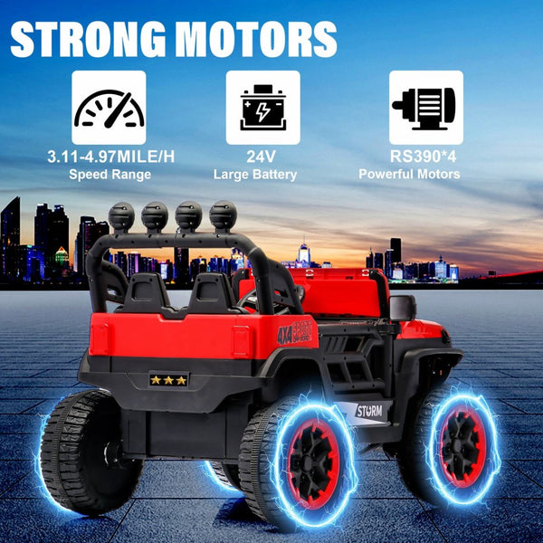 English Elm 24v Two Seat Kids Ride on Car with 4wd Motor Remote Control and Led Lights W509P378206