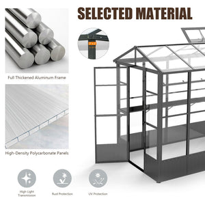 English Elm 7.5x10ft Outdoor Aluminum Polycarbonate Greenhouse Auto Vent Backyard Garden Growing Space W1859P347433