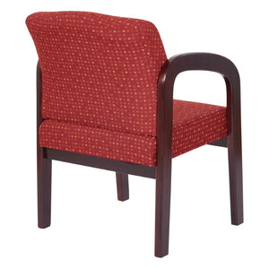 OSP Home Furnishings Fabric Upholstered Visitor Chair with Mahogany Wood Frame and Built in Lumbar Support Ruby WD383-K114