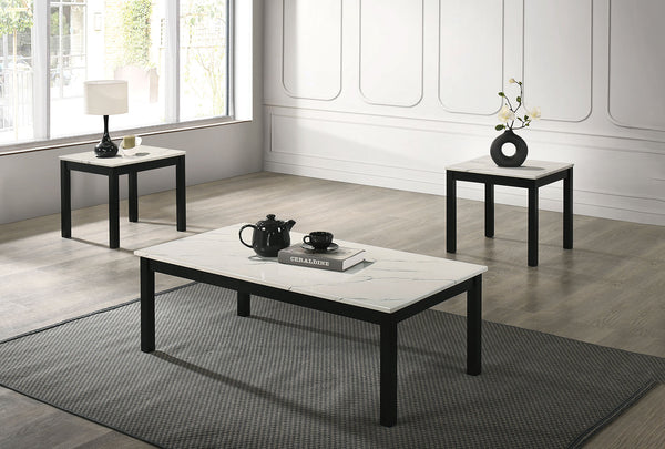 English Elm Contemporary 3-Piece Table Set With Faux Marble Top - Elegant Coffee & End Tables For Modern Living B2741P391800