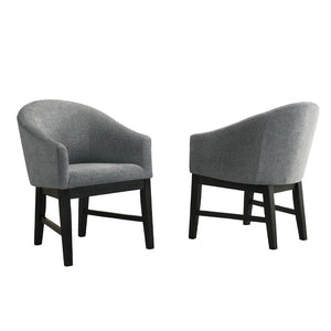 English Elm Set Of 2 Stylish Barrel Design Fabric Dining Chairs - Gray & Black For Modern Comfort & Versatility B016P392502-GIGA