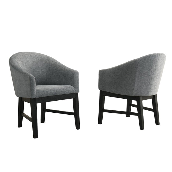 English Elm Set Of 2 Stylish Barrel Design Fabric Dining Chairs - Gray & Black For Modern Comfort & Versatility B016P392502-GIGA