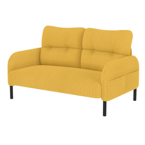 English Elm UNITED Corduroy Double Sofa with Ergonomic Support, High-Rebound Springs, Side Pockets, 500lb Capacity Yellow W1568P307269