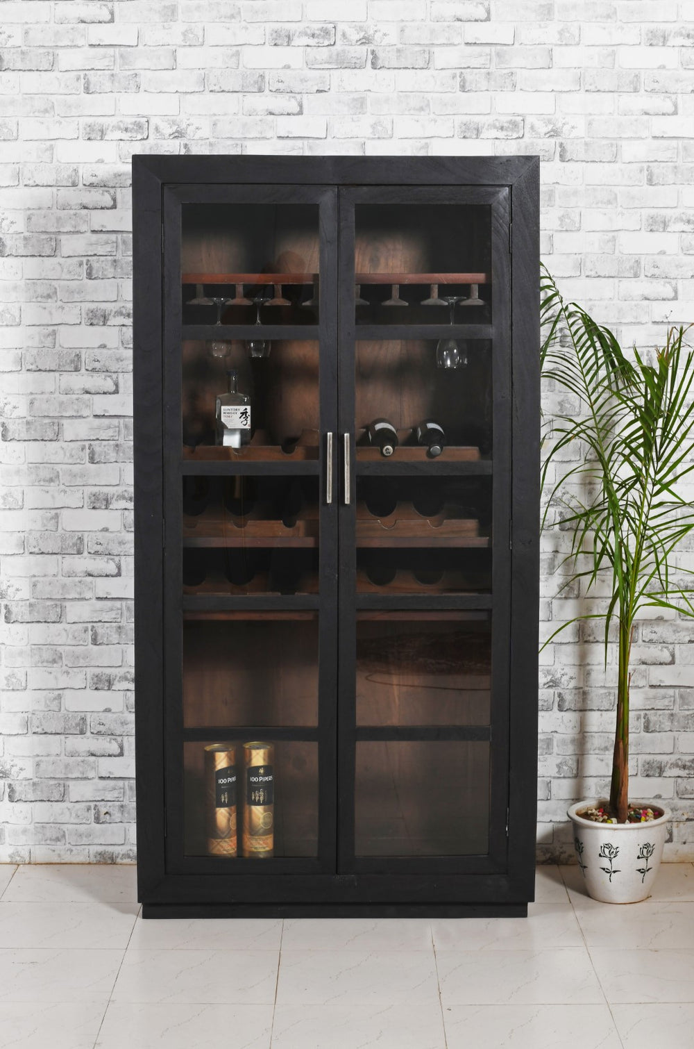 Moti Fernious Tall Wine Cabinet in Dark Gray 95120002
