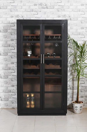 Moti Fernious Tall Wine Cabinet in Dark Gray 95120002