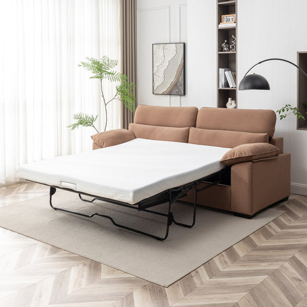 English Elm 2-Seater Sofa Bed - Stylish Mid-Century Modern Convertible Couch, Queen Sleeper With Space-Saving Design B347P409801