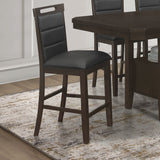 Black Leatherette Counter Height Chairs, Cappuccino Finish - Modern & Comfortable Dining Seating