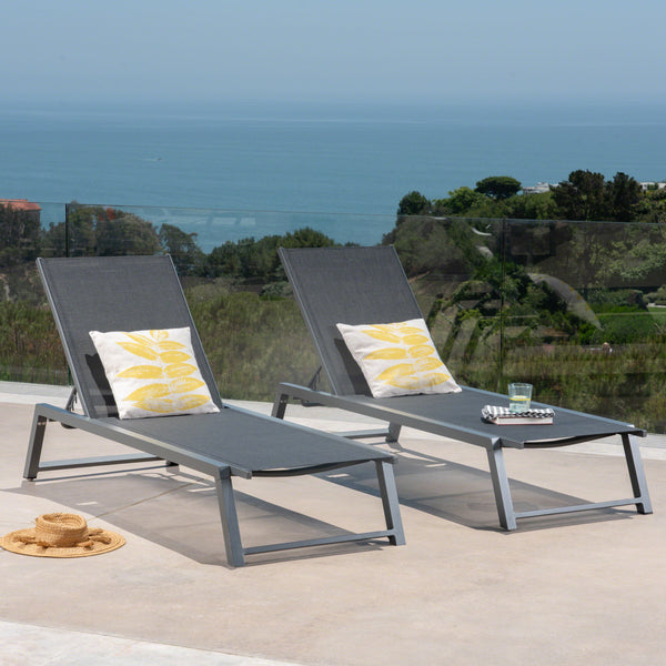 English Elm Christopher Knight Home® - Myers Chaise Lounge Set - Stylish, Adjustable, Weather-Resistant Loungers For Outdoor Relaxation 61407.00BBLKMP2