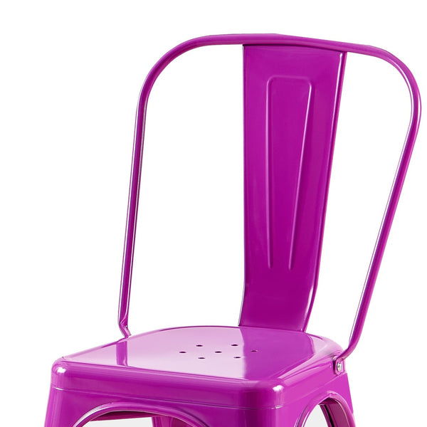 English Elm Set Of 2 High Gloss Purple Metal Dining Chairs - Stackable, Lightweight, Easy-Clean, Modern Design B347P383107-GIGA