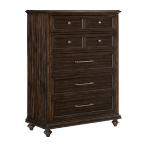 English Elm Solid Five Drawer Chest Acacia Wood Driftwood Charcoal Finish Transitional Bedroom Storage B011P208523