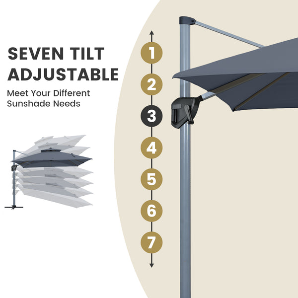English Elm 11FT Patio Umbrella with Double Venting Top, UPF50+ 11x11ft Shade, Aluminum Frame, Tilt & Rotate Gray 106.3 L x 16.14 W x 6.3 H T3609P347438