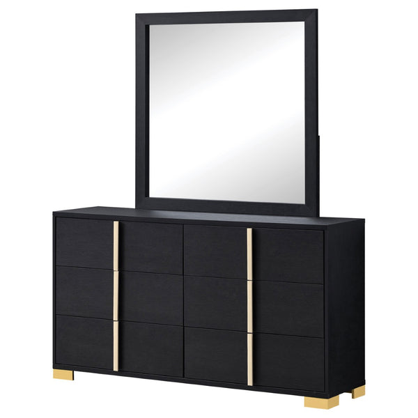 English Elm James White Glam Dresser with Mirror Gold Hardware Six Drawers Bedroom Vanity Set B062S01756
