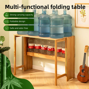 English Elm Bamboo Folding Computer Desk Solid Wood Build for Dorm Studio or Small Home Office W2641P372442