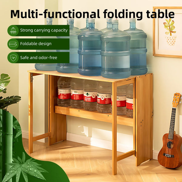English Elm Bamboo Folding Computer Desk Solid Wood Build for Dorm Studio or Small Home Office W2641P372442