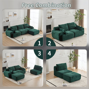 English Elm Modern Memory Foam Compressed Sofa — Pet-Friendly Corduroy Modular Sectional, Cloud-Like Comfort, No Assembly Green W3723S00012