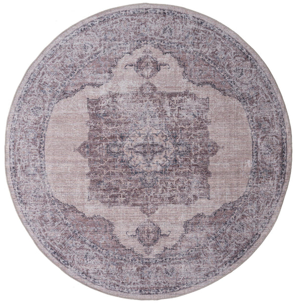 Unique Loom Mangata Mariah Machine Made Medallion Rug Ivory and Gray, Black 7' 3" x 7' 5"