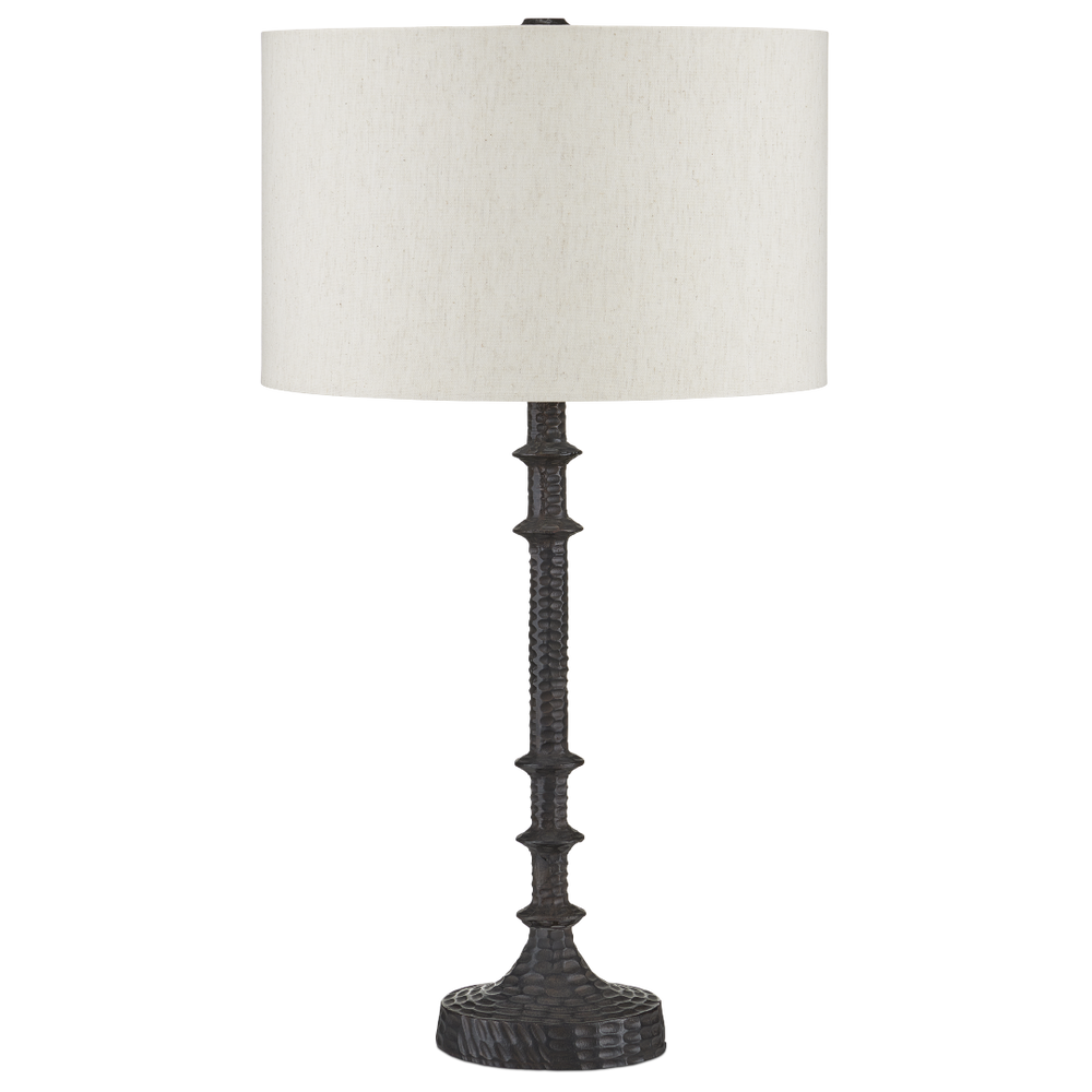 Gallo Bronze Table Lamp - Chic Industrial Design with Natural Linen Shade and Cast Aluminum Body