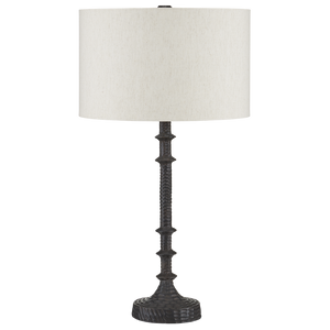 Gallo Bronze Table Lamp - Chic Industrial Design with Natural Linen Shade and Cast Aluminum Body