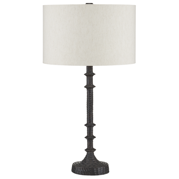 Gallo Bronze Table Lamp - Chic Industrial Design with Natural Linen Shade and Cast Aluminum Body