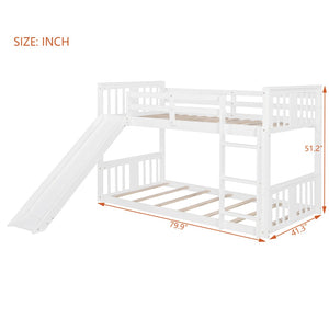 English Elm Twin Over Kids Bunk Bed with Slide Ladder Pine Frame White Finish LT000108AAK-1