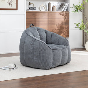 English Elm Giant Corduroy Bean Bag with Armrests Shredded Foam Lounge Chair for Living Room Dark Gray W2200P442623