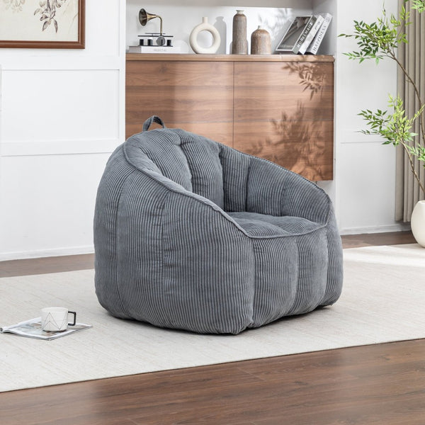 English Elm Giant Corduroy Bean Bag with Armrests Shredded Foam Lounge Chair for Living Room Dark Gray W2200P442623