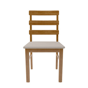 English Elm For Scandinavian Dining Chair Set Upholstered Seat Wooden Frame Three Slat Back Sleek Modern Design, 275LB Capacity Teak W395P316332