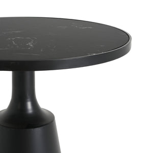 English Elm Modern Round Accent Table Marble Laminate Top Matte Black Iron Base Living Room N770P412286M