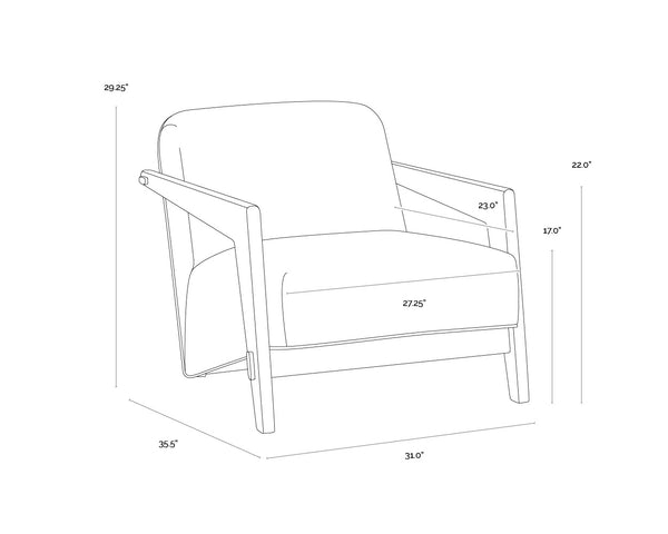 Sunpan Bosco Lounge Chair - Mid-century Modern Design With Plush Geralt Linen Upholstery & Oak Frame Cream Fabric 111960