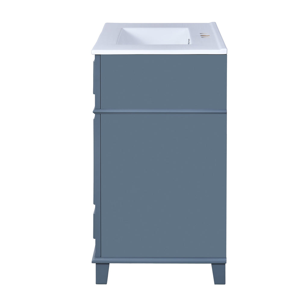 English Elm 30'' Retro Bathroom Vanity with Ceramic Sink, Solid Wood Frame, Soft-Close Doors & Ample Storage (Blue) N710P252113C