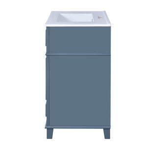 English Elm 30'' Retro Bathroom Vanity with Ceramic Sink, Solid Wood Frame, Soft-Close Doors & Ample Storage (Blue) N710P252113C