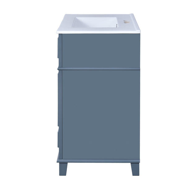 English Elm 30'' Retro Bathroom Vanity with Ceramic Sink, Solid Wood Frame, Soft-Close Doors & Ample Storage (Blue) N710P252113C
