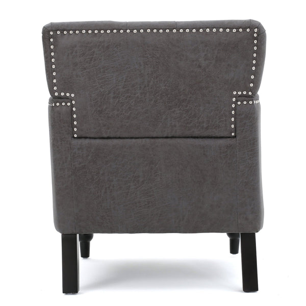 English Elm Christopher Knight Home® - HARRISON Tufted Club Chair with Diamond-Stitched Back, Nailhead Trim and Turned Birch Legs for Comfort and Style Slate 53444.00MFSLA