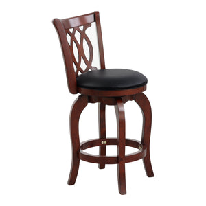 English Elm Comfortable Swivel Counter Height Chair - Dark Cherry Faux Leather, Solid Wood Frame For Stylish Seating B011P238918