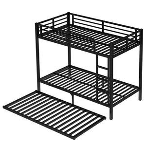 English Elm Twin Xl Metal Bunk Bed With Twin Trundle - Stylish Space-Saving Solution For Shared Rooms! W1580S00128-GIGA
