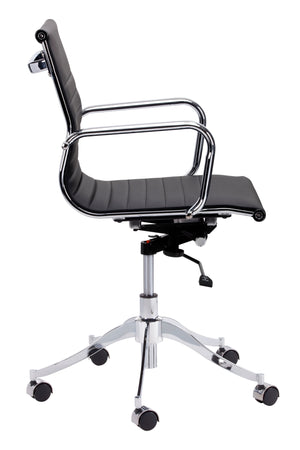 Sunpan Tyler Stylish Office Chair with Faux Leather and Stainless Steel Frame for Modern Workspaces Onyx