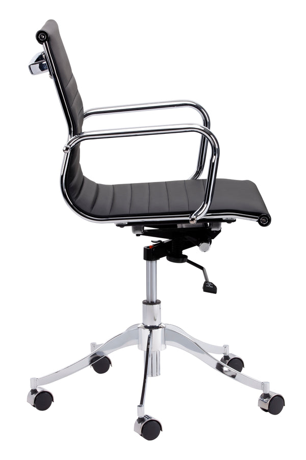 Sunpan Tyler Stylish Office Chair with Faux Leather and Stainless Steel Frame for Modern Workspaces Onyx