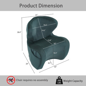 English Elm Ergonomic Floor Chair Velvet Upholstered Lumbar Support Seat for Reading Nook or Lounge Dark Green W1097P462005