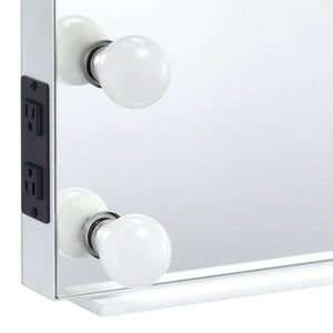 English Elm Asa Hollywood Vanity Mirror with Bulb Border White Lacquer Bedroom Accent B2726P445769
