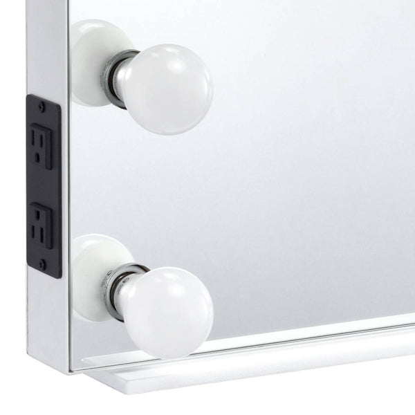English Elm Asa Hollywood Vanity Mirror with Bulb Border White Lacquer Bedroom Accent B2726P445769