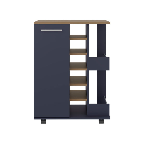 English Elm Kronos Two-tone Bar Cabinet with Bottle Racks for Kitchen or Dining Room Storage B062P389915