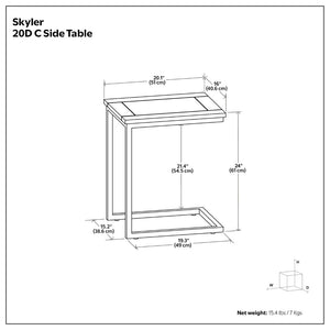 English Elm Skyler Mango Wood C Shaped Side Table with Steel Base for Sofa or Bedside Use B136P419897