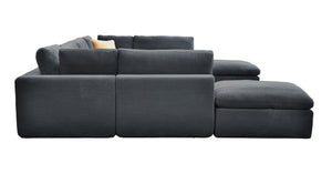 English Elm Coffee Bean Textured Upholstery Modular Sectional Low Profile Sofa with Toss Pillows Dark Gray B2748S00082